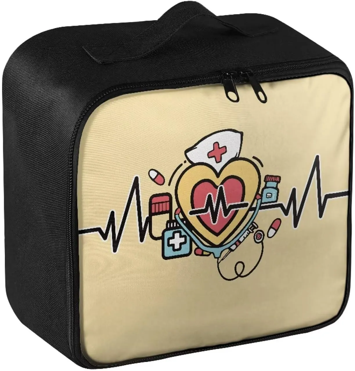 First Aid Kit Bag Empty Medium Red Heart Travel Medicine Pouch Double Zippers First Aid Pouch Medical Supplies Organizer Bag Kit for Traveling Car Home Camping Office Hiking