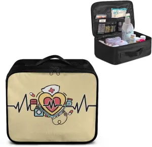 First Aid Kit Bag Empty Medium Red Heart Travel Medicine Pouch Double Zippers First Aid Pouch Medical Supplies Organizer Bag Kit for Traveling Car Home Camping Office Hiking
