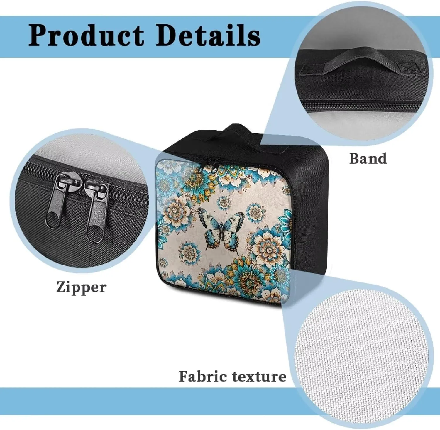 First Aid Kit Bag Empty Small Boho Butterfly Medical Kit Bag Empty Travel Medicine Pouch Medical Supplies Organizer Bag Empty for Car Home Camping Hiking Office Emergency Kit