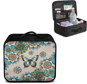 First Aid Kit Bag Empty Small Boho Butterfly Medical Kit Bag Empty Travel Medicine Pouch Medical Supplies Organizer Bag Empty for Car Home Camping Hiking Office Emergency Kit