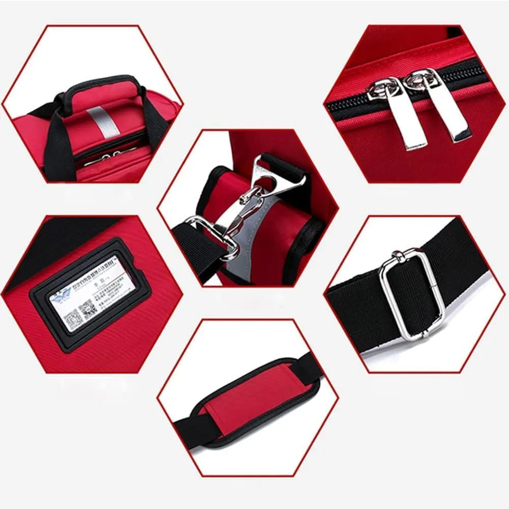 First Aid Kit Compact Trauma Medical Bag First Responder Bag Empty for Any Emergencies - Ideal for Home, Office, Car, Travel, Outdoor, Camping, Hiking, Boating, 43X14X32CM, Red