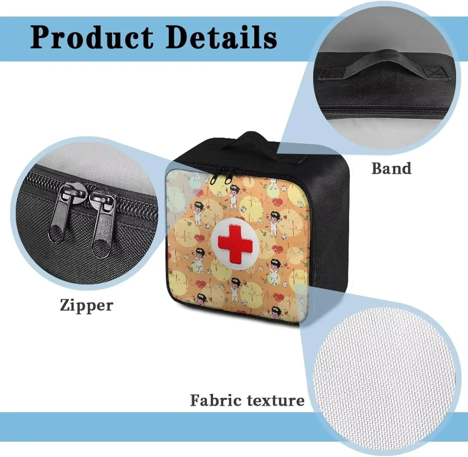 First Aid Kit Empty Medical Supplies Organizer Bag Medkit Trauma Aid Kit for Family Travel Workplace College Dorm Sports Venues Vehicle RV Essentials (Bag Only)