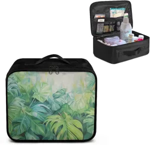 First Aid Kit Organizer Bag Empty Green Leaves Emergency Medical Bag Travel Size First Aid Pouch Storage Medical Supplies Organizer Bag for Car Home Office Kitchen Sport Outdoor