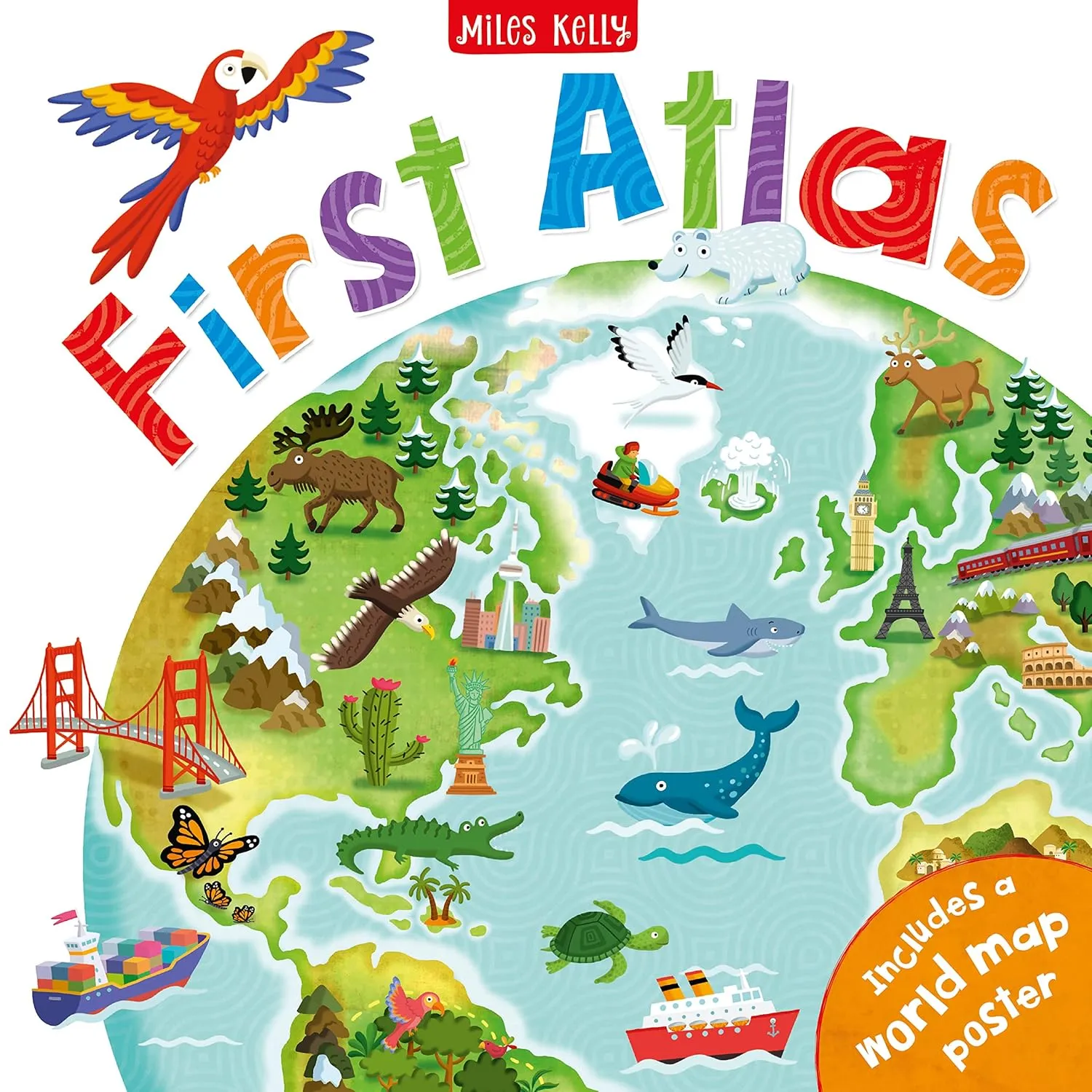 First Atlas-Travel the World with this Brightly Colored Atlas-Includes over 20 Maps and a World Map Poster Hardcover – March 1, 2019