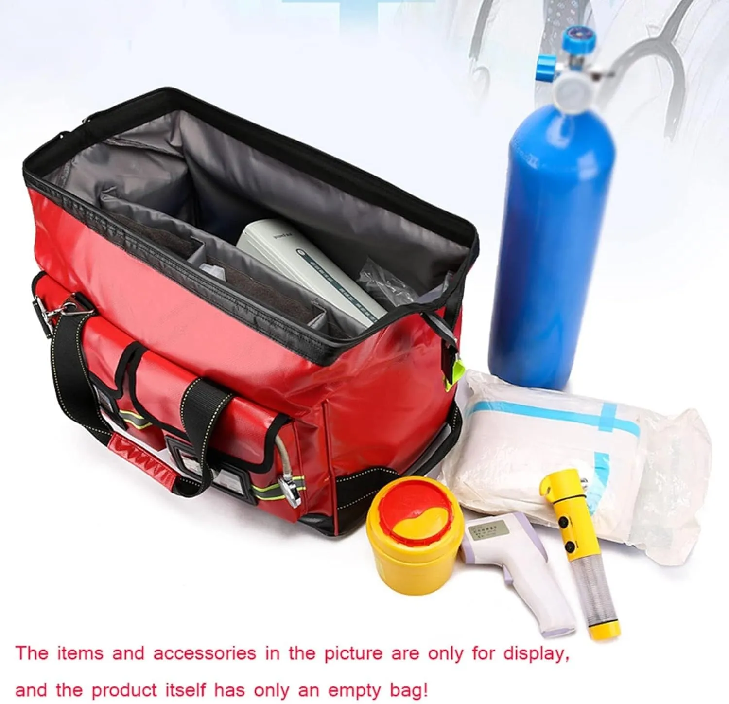 First Responder Emergency Response Bag, Empty First Aid Kit with Multiple Pockets, Trauma Nurse Bag for Home Health