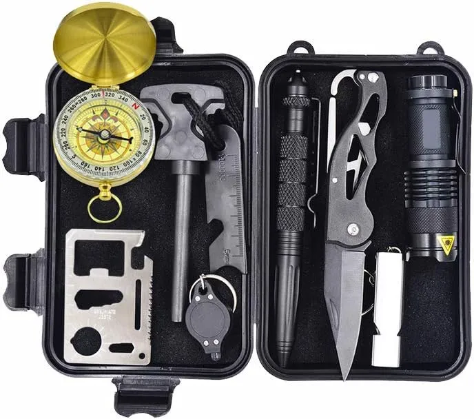 FixtureDisplays® Emergency Survival Kits 11-in-1, Multi Professional Survival Tools Outdoor Survival Gear Kit for Traveling Hiking Biking Climbing Hunting 16854NEW-SNL Listing
