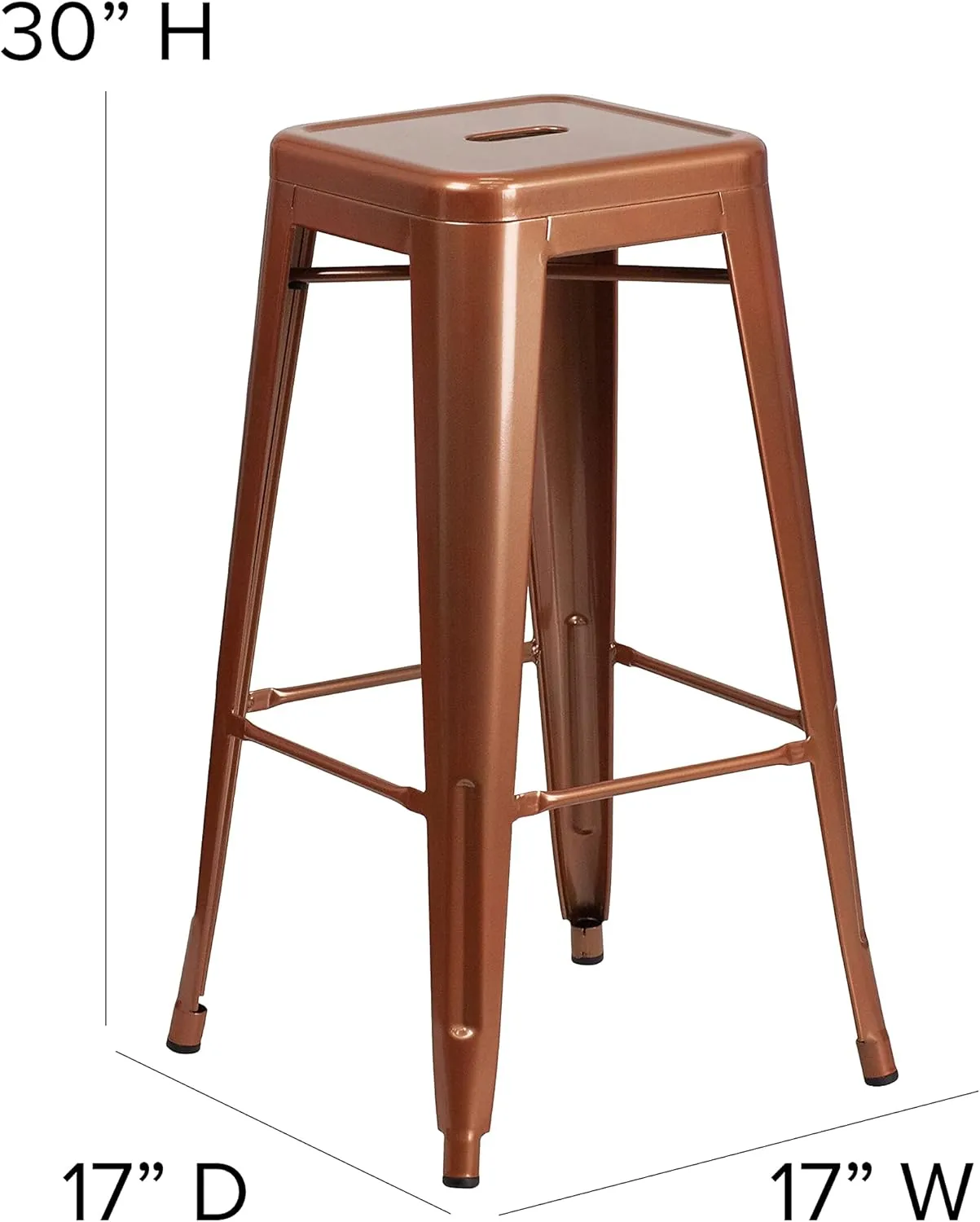 Flash Furniture Commercial Grade 30" High Backless Copper Indoor-Outdoor Barstool