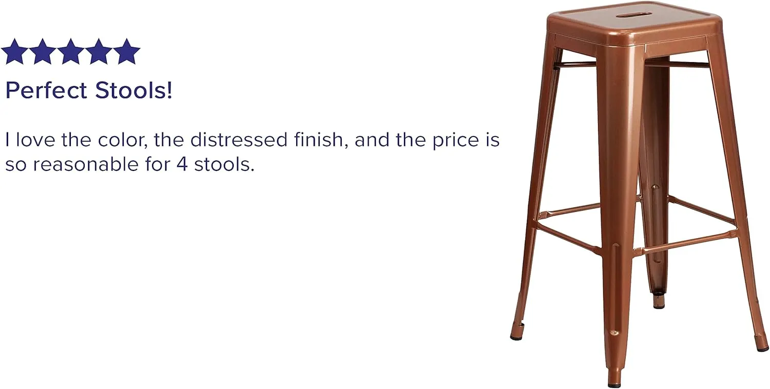 Flash Furniture Commercial Grade 30" High Backless Copper Indoor-Outdoor Barstool