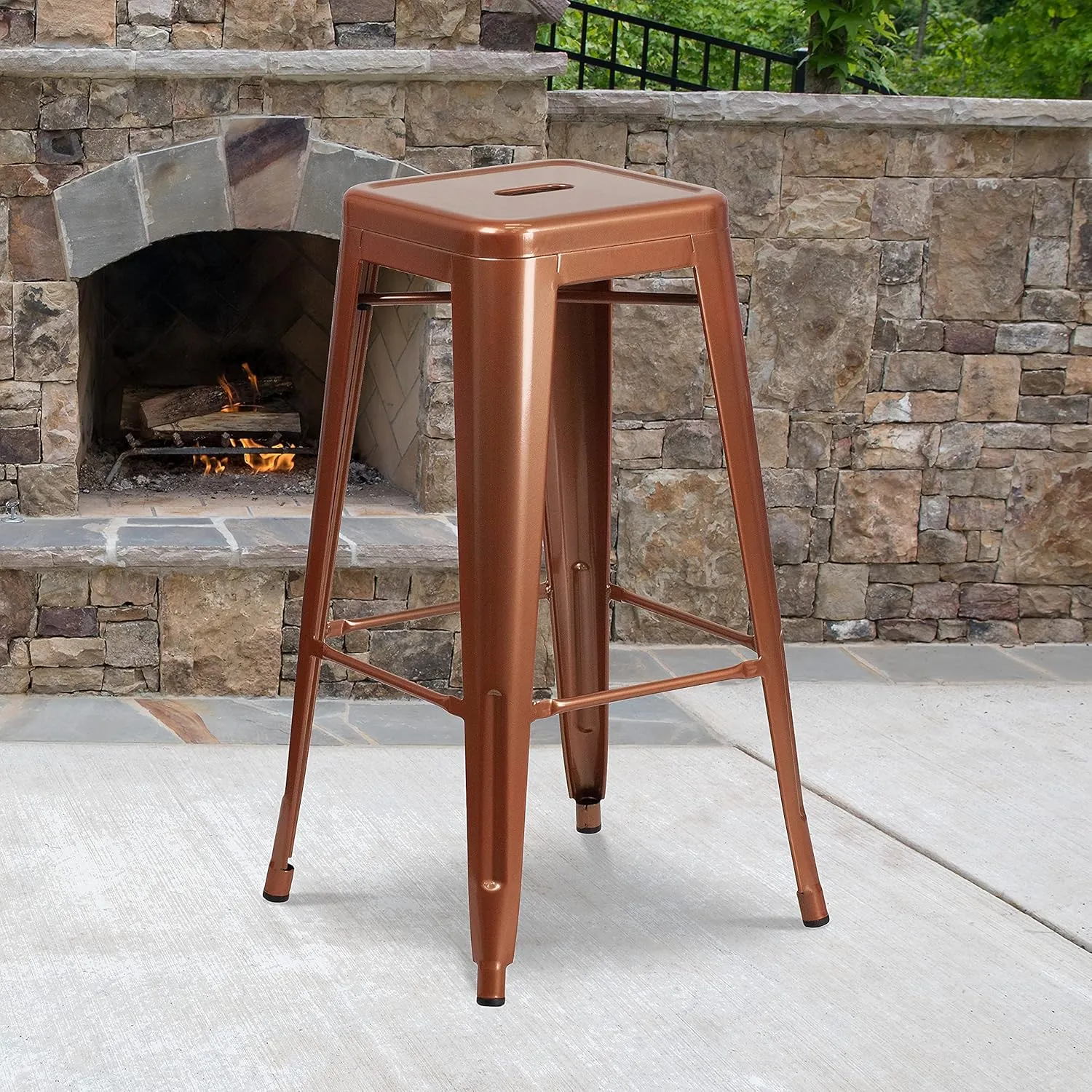 Flash Furniture Commercial Grade 30" High Backless Copper Indoor-Outdoor Barstool
