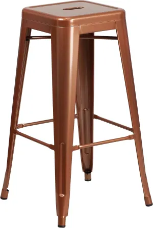 Flash Furniture Commercial Grade 30" High Backless Copper Indoor-Outdoor Barstool