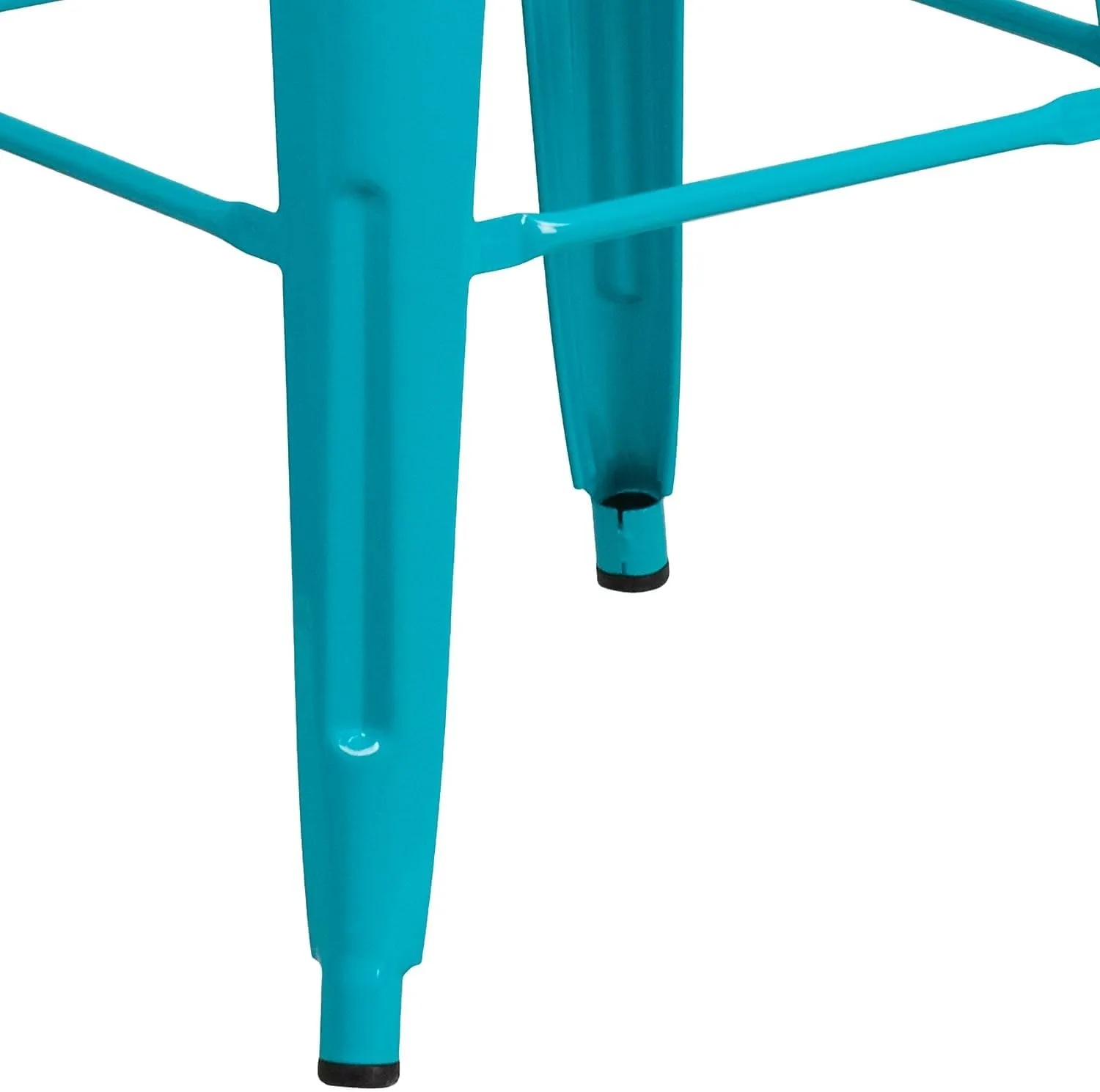 Flash Furniture Commercial Grade 30" High Backless Crystal Teal-Blue Indoor-Outdoor Barstool