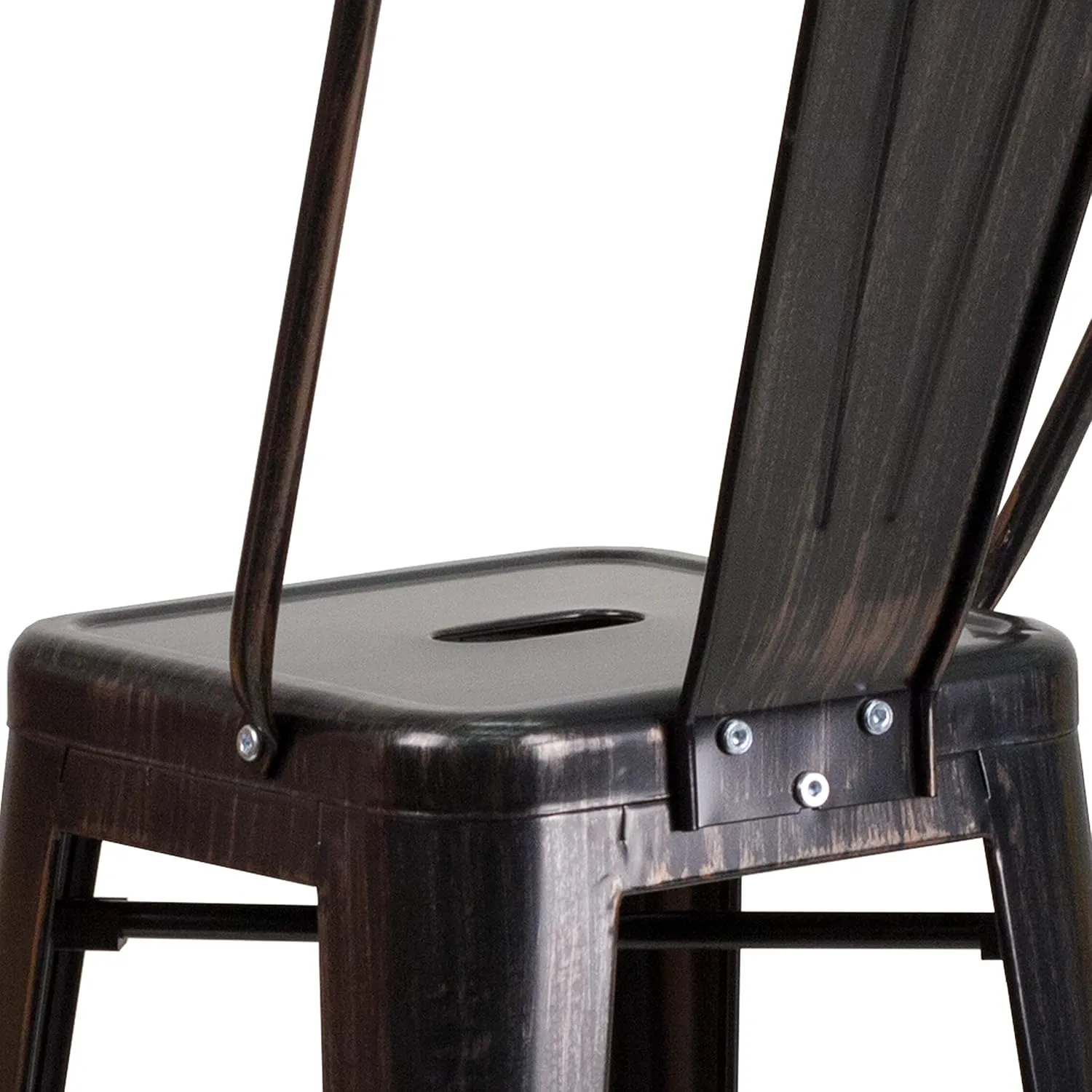 Flash Furniture Commercial Grade 30" High Black-Antique Gold Metal Indoor-Outdoor Barstool with Removable Back