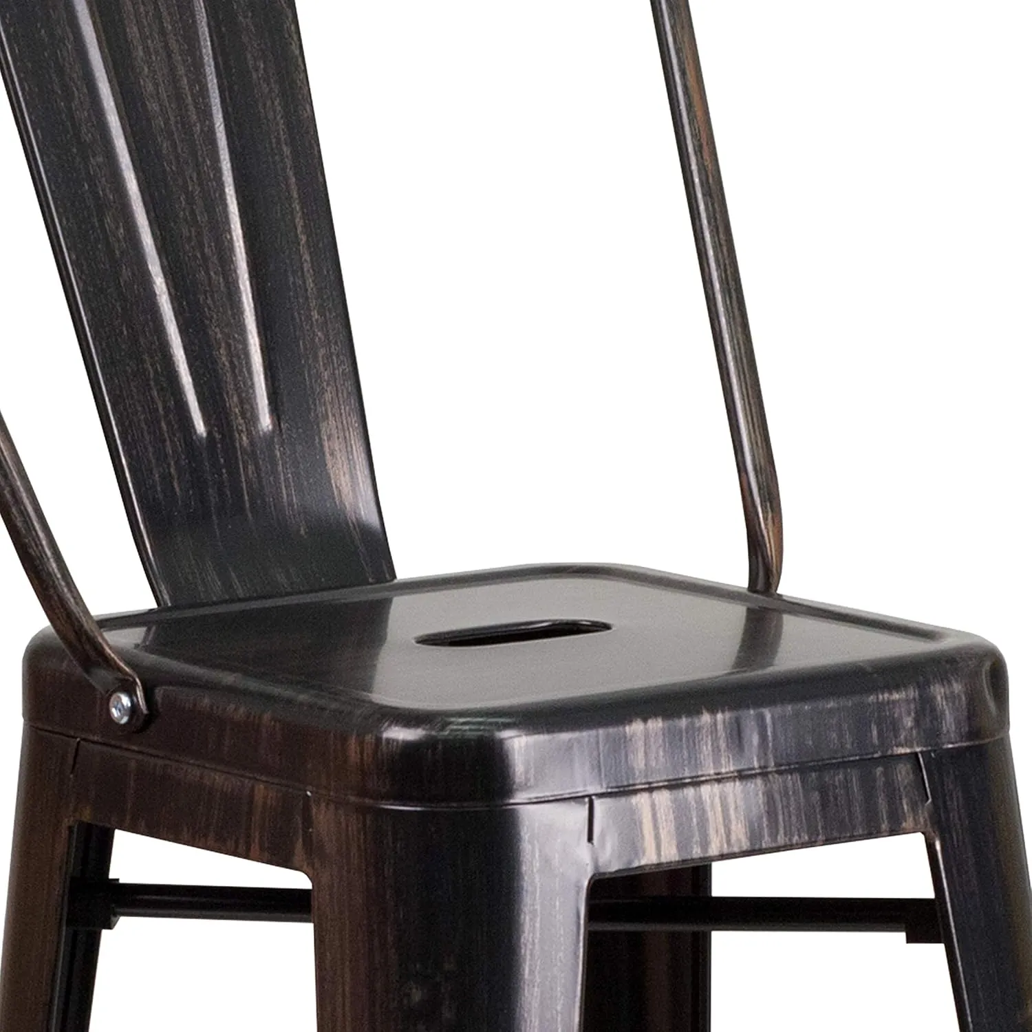 Flash Furniture Commercial Grade 30" High Black-Antique Gold Metal Indoor-Outdoor Barstool with Removable Back