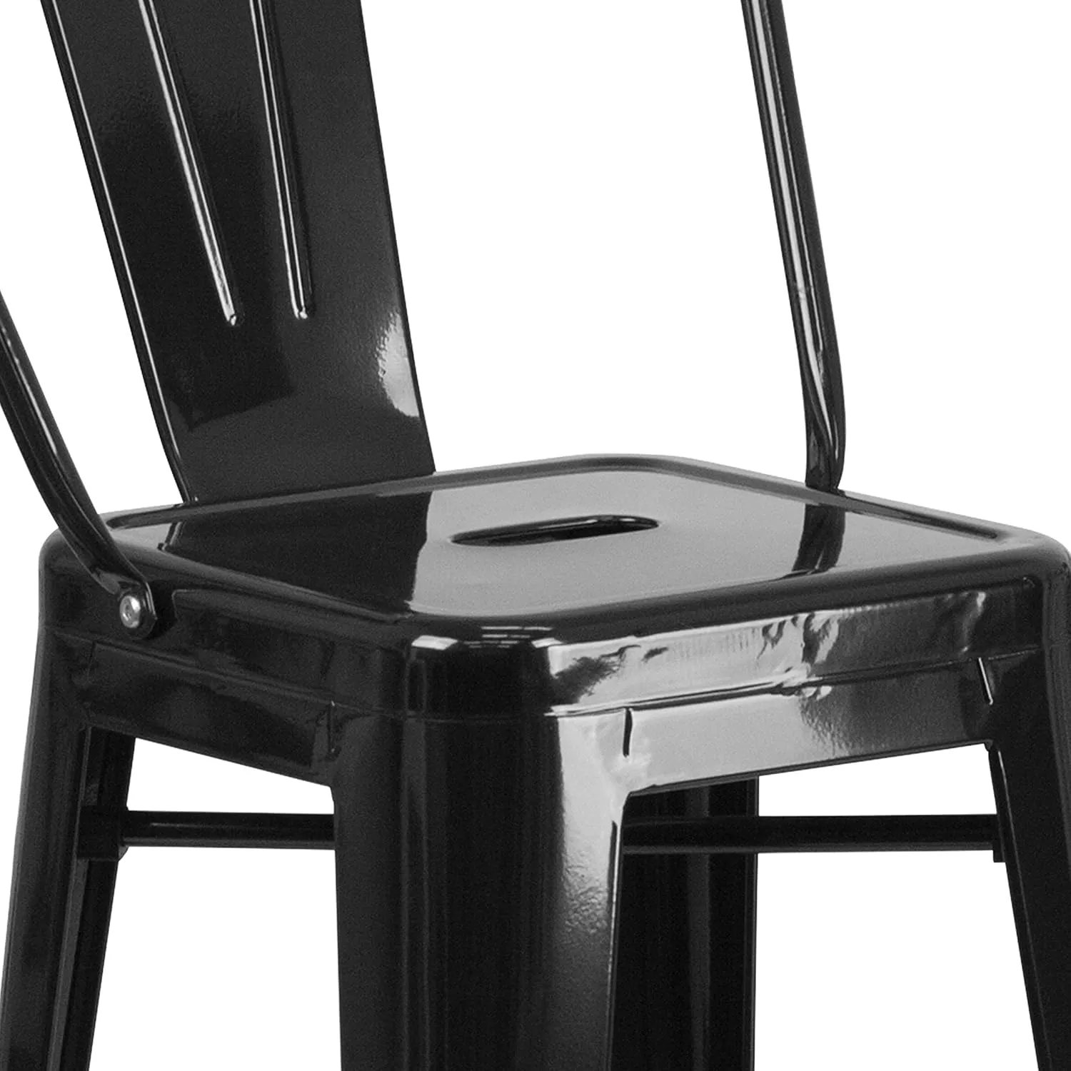Flash Furniture Commercial Grade 30" High Black Metal Indoor-Outdoor Barstool with Removable Back