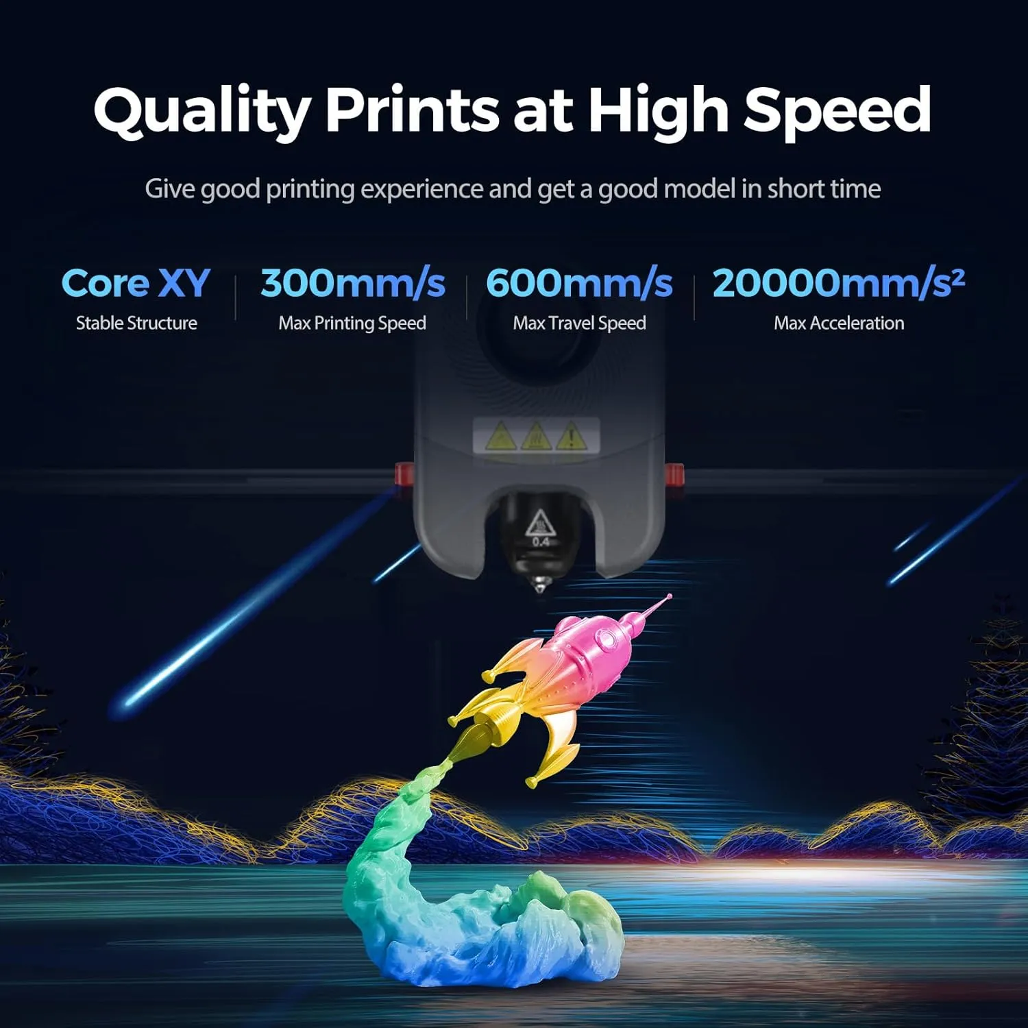 FLASHFORGE Adventurer 5M 3D Printer, 600mm/s Max High-Speed FDM 3D Printers with Auto Leveling, 280°C Direct Extruder with 3S Detachable Nozzle, Core XY All Metal Structure, Print Size 220x220x220mm