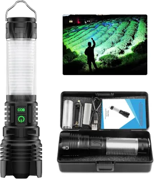 Flashlights High Lumens Rechargeable-100,000LM Super Bright Tactical LED Flashlight,Powerful USB C Flash Light with 360°COB light, Long Beam 3280Ft,7 Modes,Waterproof Handheld Flashlight for Emergency