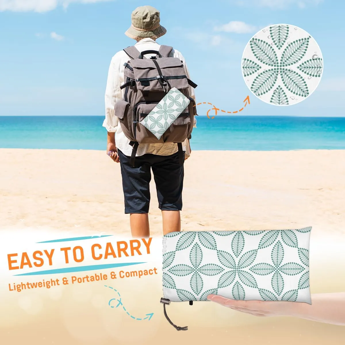 Flexible Graphics Beach Blanket Adults Waterproof Sandproof Large Beach Mat 59”x 68” Compact Lightweight Picnic Blankets Portable Quick Drying Sand Free Mats for Travel Camping Hiking