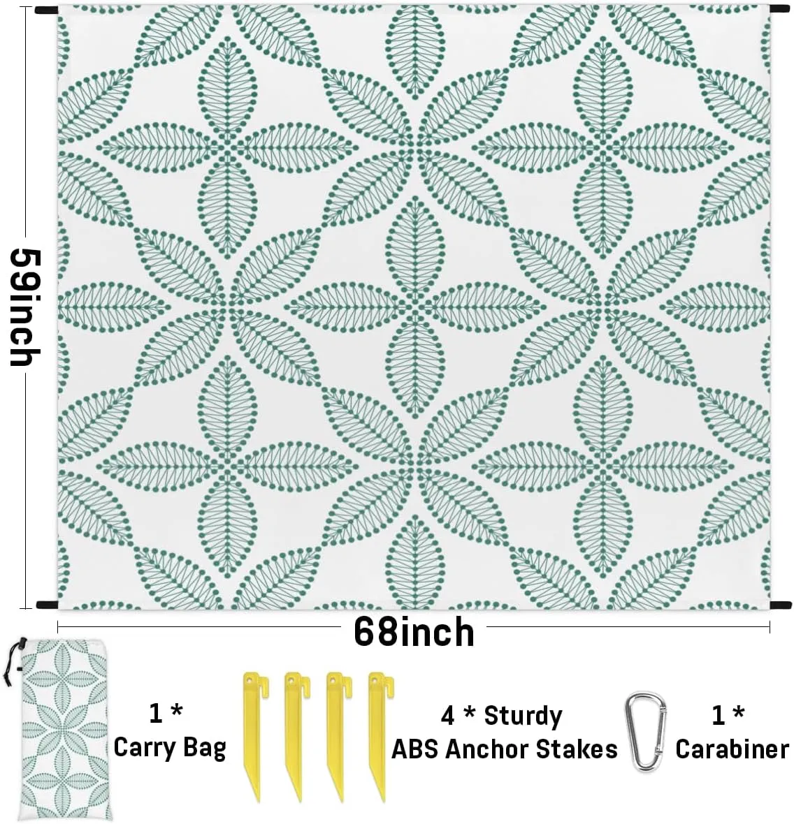 Flexible Graphics Beach Blanket Adults Waterproof Sandproof Large Beach Mat 59”x 68” Compact Lightweight Picnic Blankets Portable Quick Drying Sand Free Mats for Travel Camping Hiking