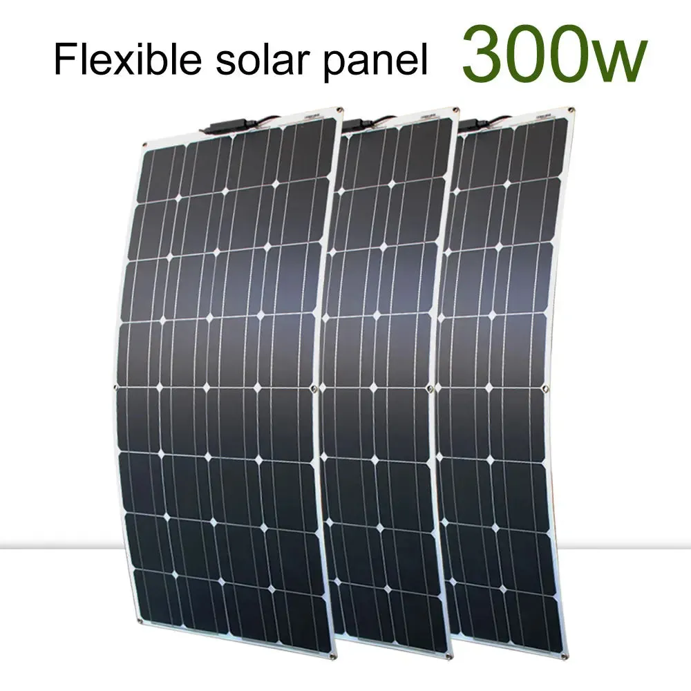 Flexible Solar Panel Kit (100W, 200W, 300W) - High-Efficiency 12V/24V Battery Charger