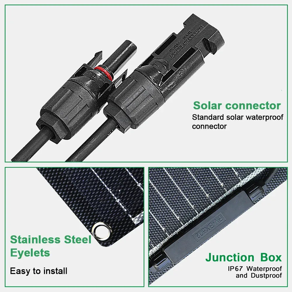 Flexible Solar Panel Kit (100W, 200W, 300W) - High-Efficiency 12V/24V Battery Charger