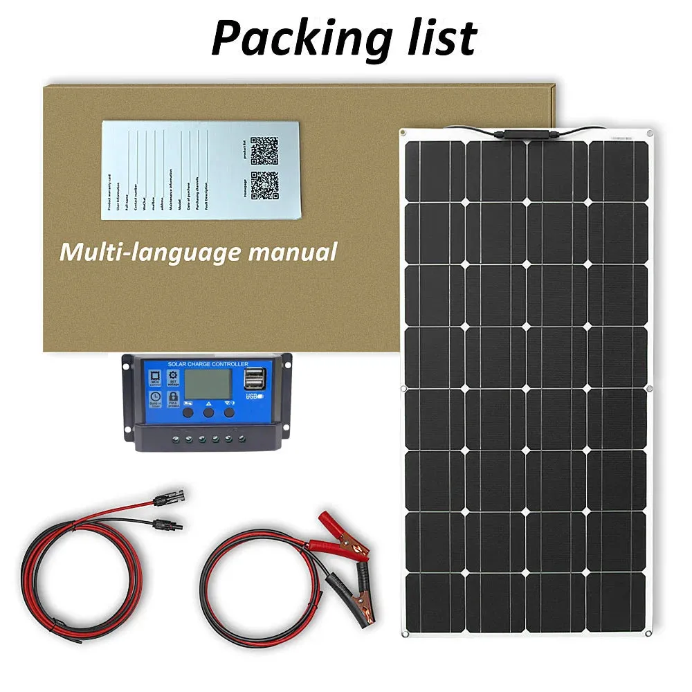 Flexible Solar Panel Kit (100W, 200W, 300W) - High-Efficiency 12V/24V Battery Charger