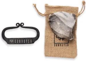 Flint and a Steel Striker Made from Carbon Steel Traditional Hand Forged Fire Starter Comes with English Flint Stone and Emergency Tinder Jute Carry Bag