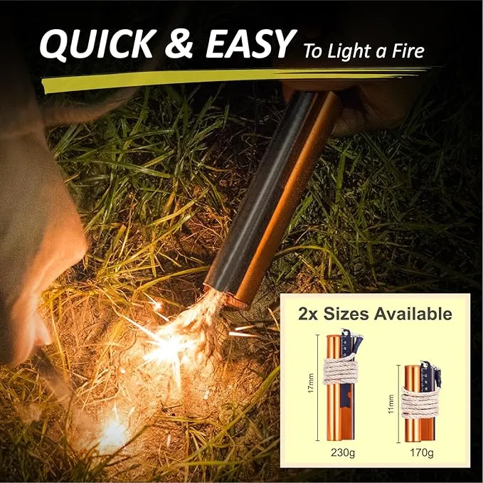 Flint and Steel Fire Starter Kit 7-in-1 XXL XL Ferro Rod Fire Steel Bushcraft Equipment, Portable Survival Magnesium Kit with 36" Waterproof Wick Rope,Multi Tool Scraper, Compass for Camping Hiking