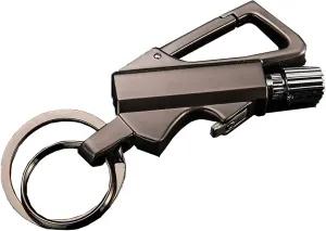 Flint Metal Match Fire Starter and Bottle Opener Car Keychain Kerosene Fillable Lighter Male Female Outdoor Gear（Kerosene Not Include）,Black,One Size