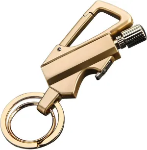 Flint Metal Match Fire Starter and Bottle Opener Car Keychain Kerosene Fillable Lighter Male Female Outdoor Gear（Kerosene Not Include）,Gold,One Size