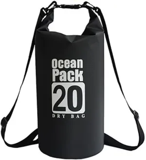 Floating Waterproof Dry Bag 5L/10L/15L/20L, Roll Top Sack for Kayaking, Swimming, Camping, Hiking, Beach, Fishing, Diving Heavy Duty Straps (Multiple Colors Available) (BLACK, 20L)