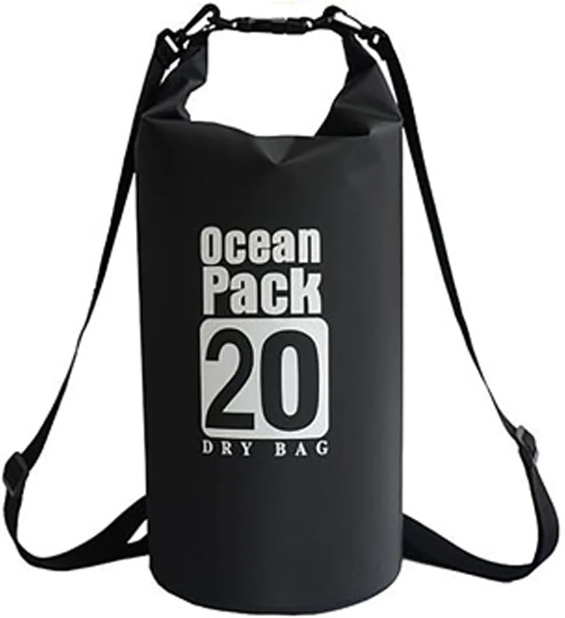 Floating Waterproof Dry Bag 5L/10L/15L/20L, Roll Top Sack for Kayaking, Swimming, Camping, Hiking, Beach, Fishing, Diving Heavy Duty Straps (Multiple Colors Available) (BLACK, 20L)