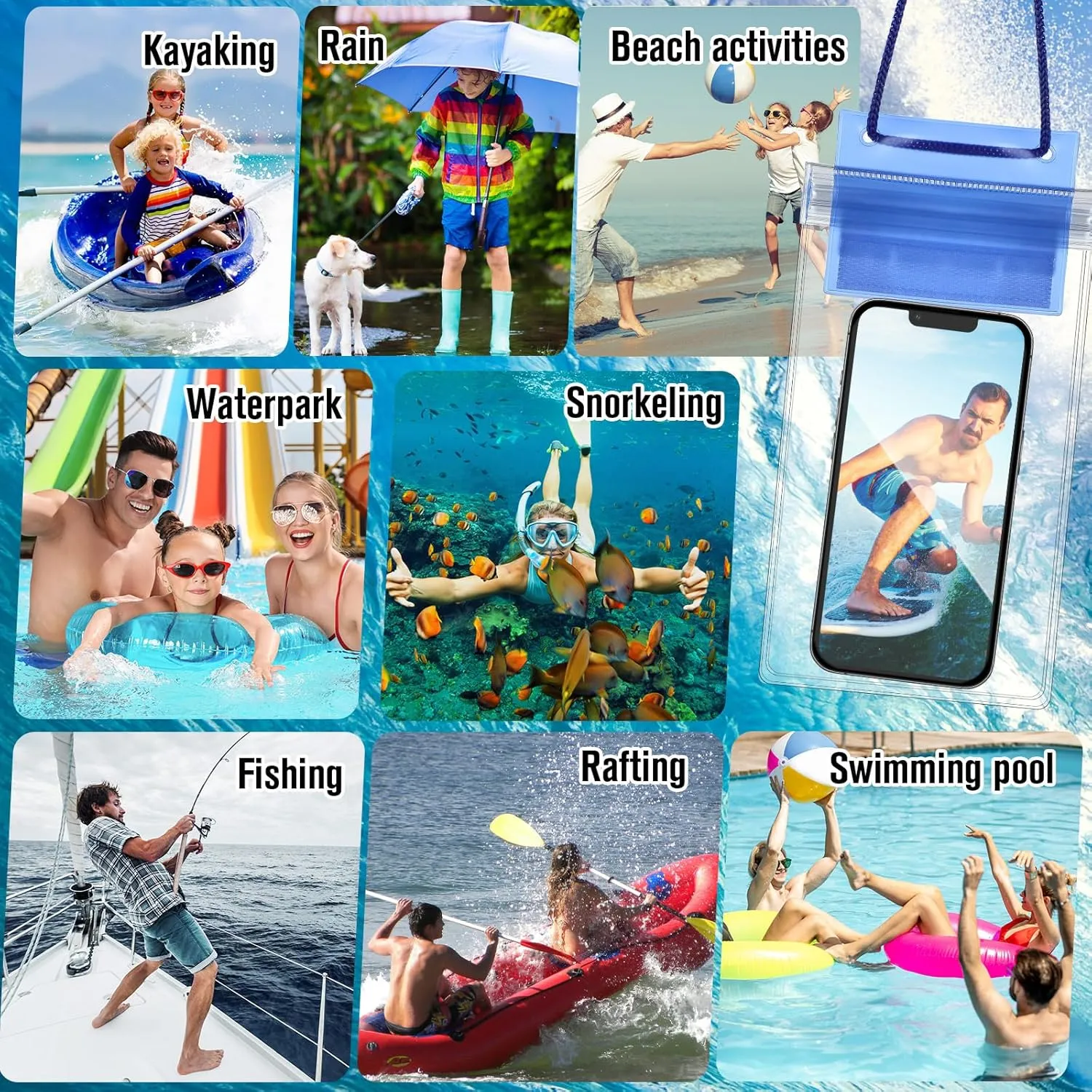 Flutesan 50 Pack Clear Waterproof Phone Pouch Universal Waterproof Phone Case Waterproof Pouch Dry Bag with Lanyard for Water Games Protect (Colorful)