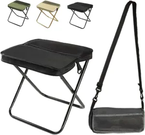 Foldable Backpack Stool, 2025 Upgrade Camping Stool for Fishing Travel Picnics, Portable Seats for Mountaineering and Hiking, Collapsible Seat with Carrying Bag (Black, Large)