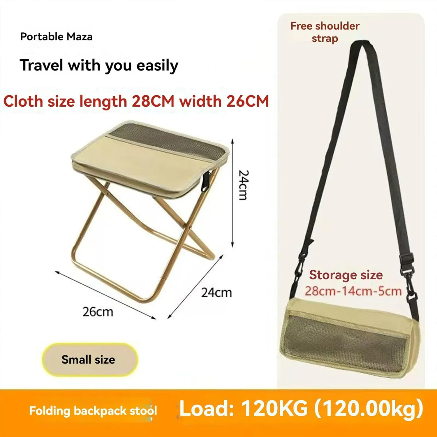 Foldable Backpack Stool, Folding Mini Outdoor Camping Stool, Portable Small Foldable Lightweight Hunting Seat with Zippered Carrying Bag, Folding Slacker Chairs (Green, L)