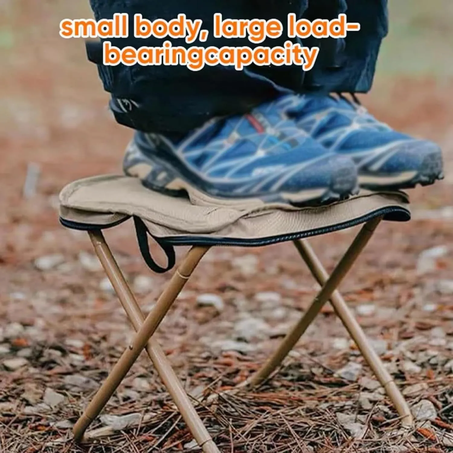 Foldable Backpack Stool, Portable Mini Outdoor Camping Folding Seat, Lightweight Collapsible Chairs with Zipper Carrying Crossbody Storage Bag, for Fishing Travel Picnics (Small-B)