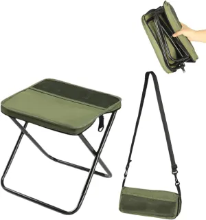 Foldable Backpack Stool, Portable Mini Outdoor Camping Folding Seat, Suitable for Fishing, Traveling, Hiking or Barbecue (Green, Small)