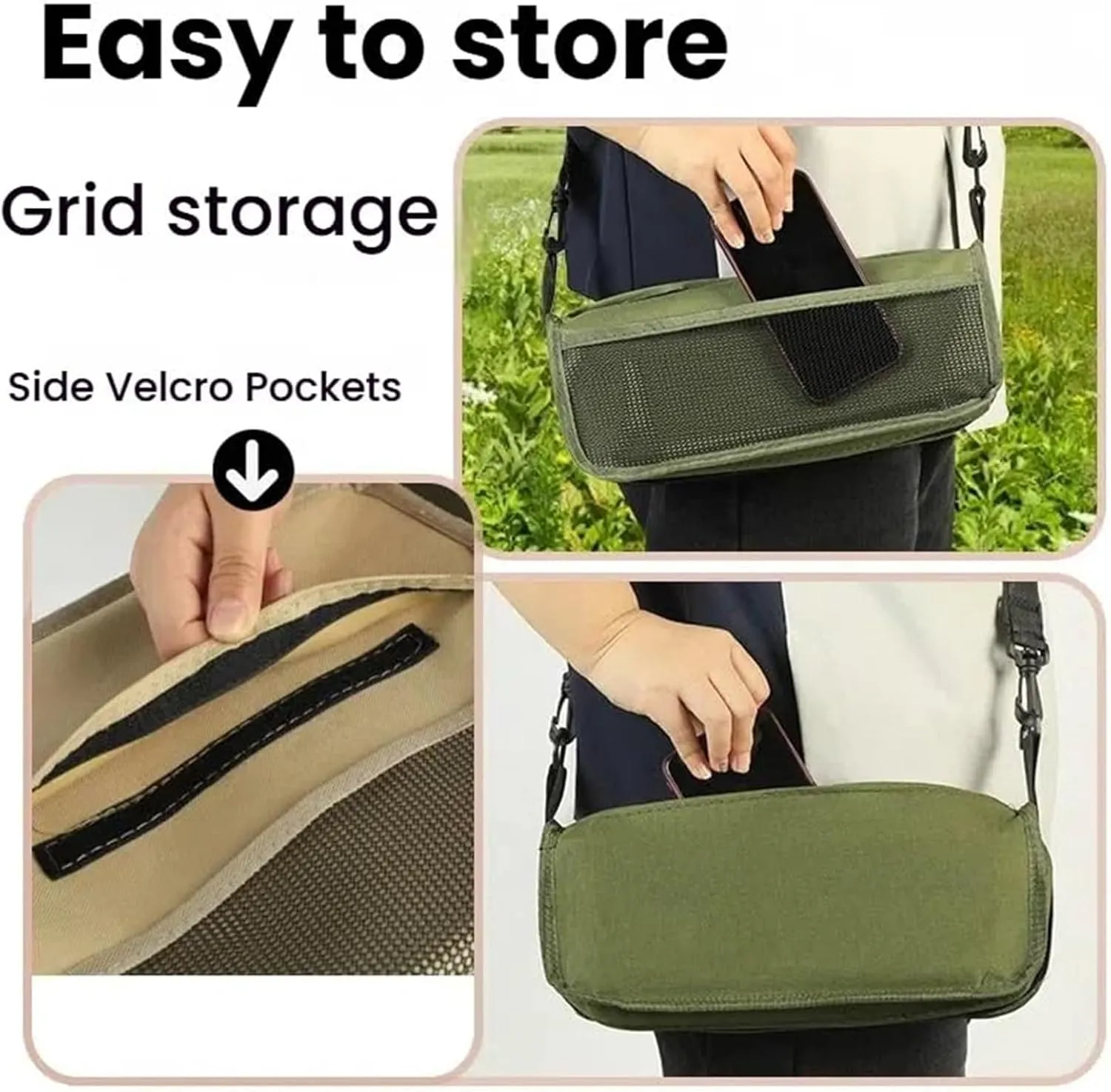 Foldable Backpack Stool, Portable Mini Outdoor Camping Folding Seat, Suitable for Fishing, Traveling, Hiking or Barbecue (Green, Small)