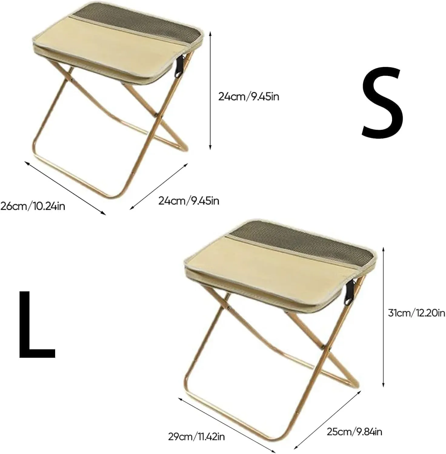 Foldable Backpack Stool, Portable Mini Outdoor Camping Folding Seat with Adjustable Shoulder Strap, for Camping, Fishing, Hiking, Picnics, Outdoor Barbecue (Black, L)
