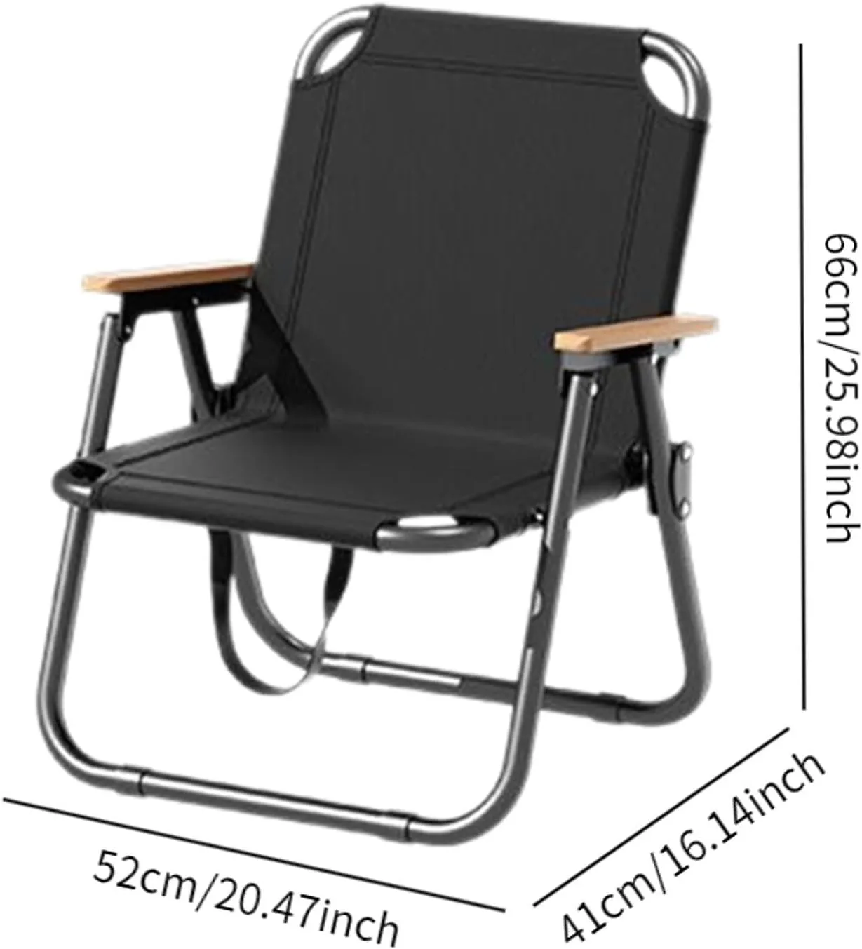 Foldable Camping Chair with Handles for Outdoor Activities Fishing and Hiking, Black