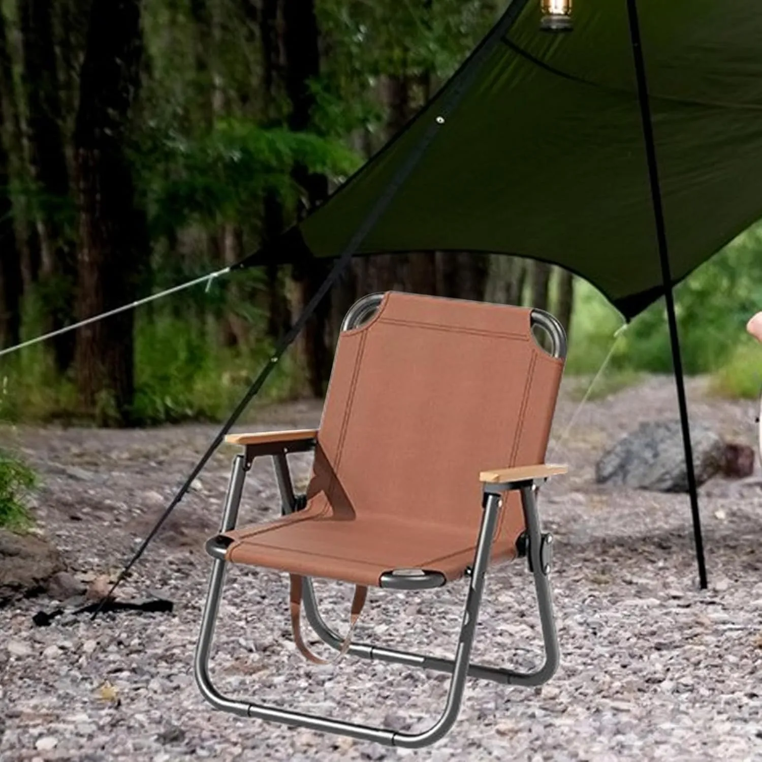 Foldable Camping Chair with Handles for Outdoor Activities Fishing and Hiking, Brown