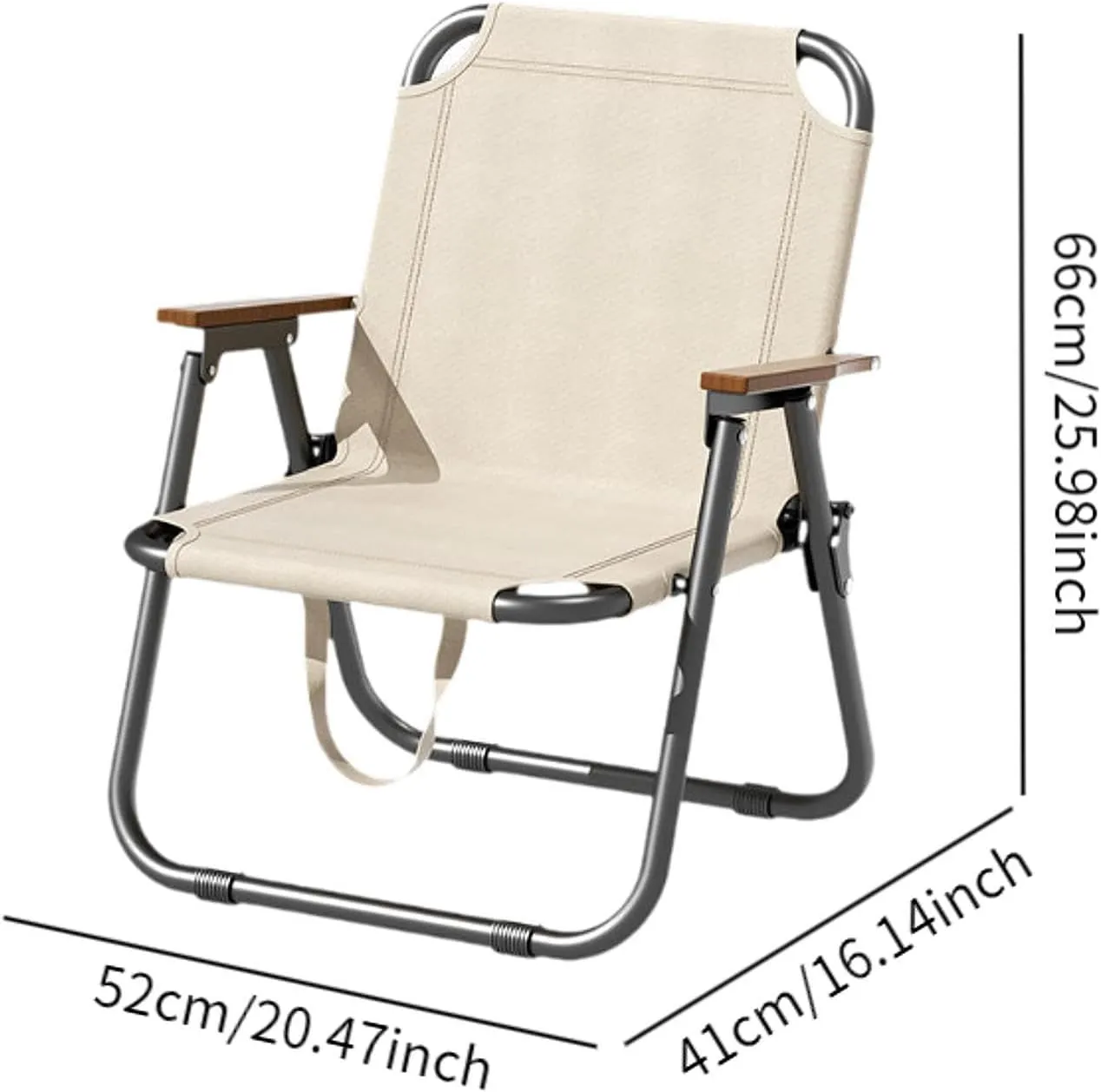 Foldable Camping Chair with Handles for Outdoor Activities Fishing and Hiking, White