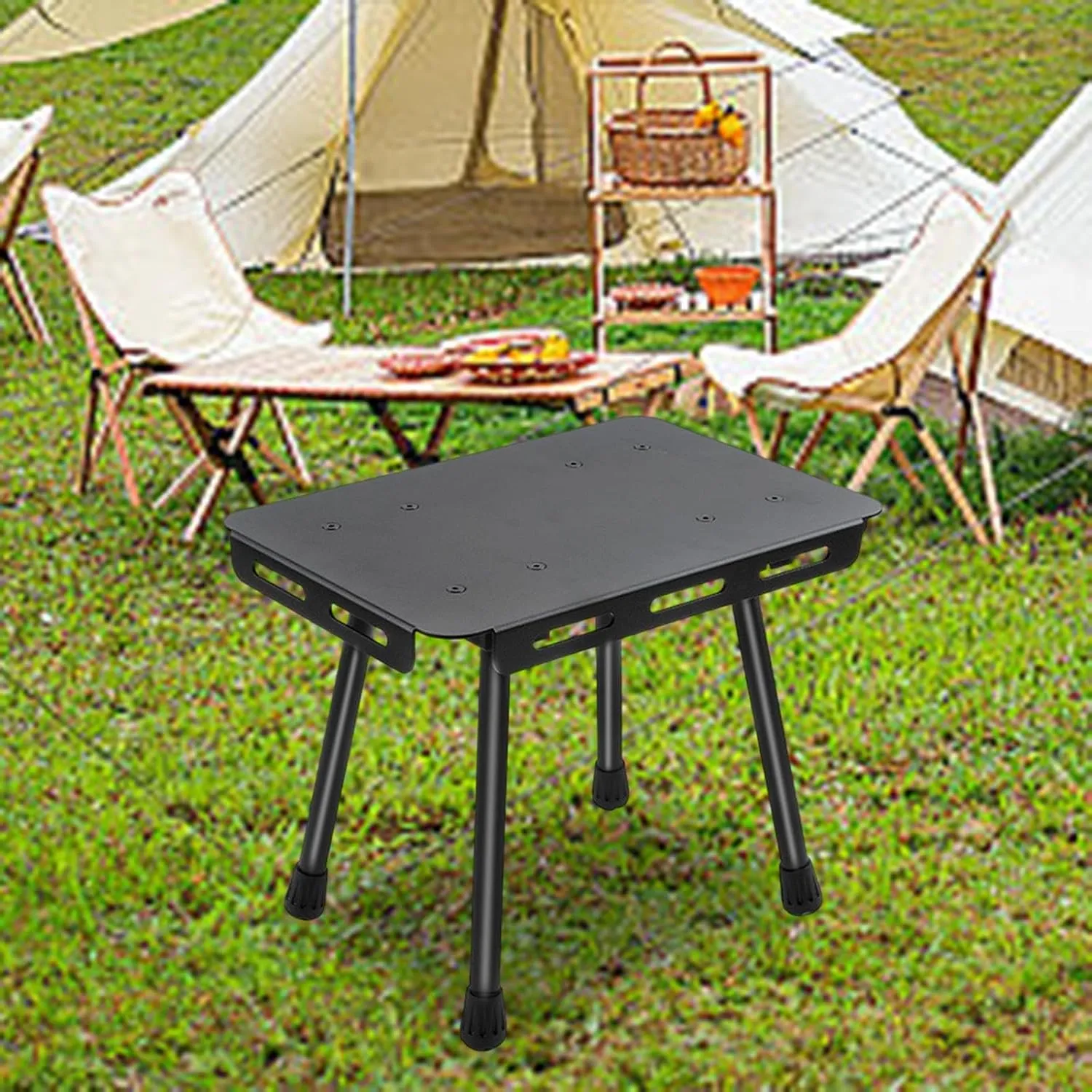 Foldable Camping Table Portable Stool with Storage Bag Fishing Stool Beach Table Small Chair for BBQ Hiking Backyard Fishing