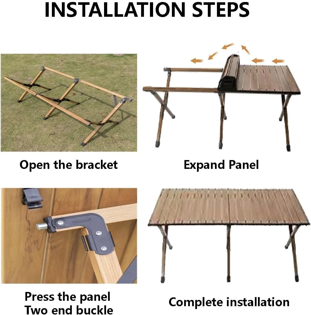 Foldable Camping Table Roll Up Top Table Picnic Table，Garden Table Outdoor Camping Table Simple and Easy to Handle for