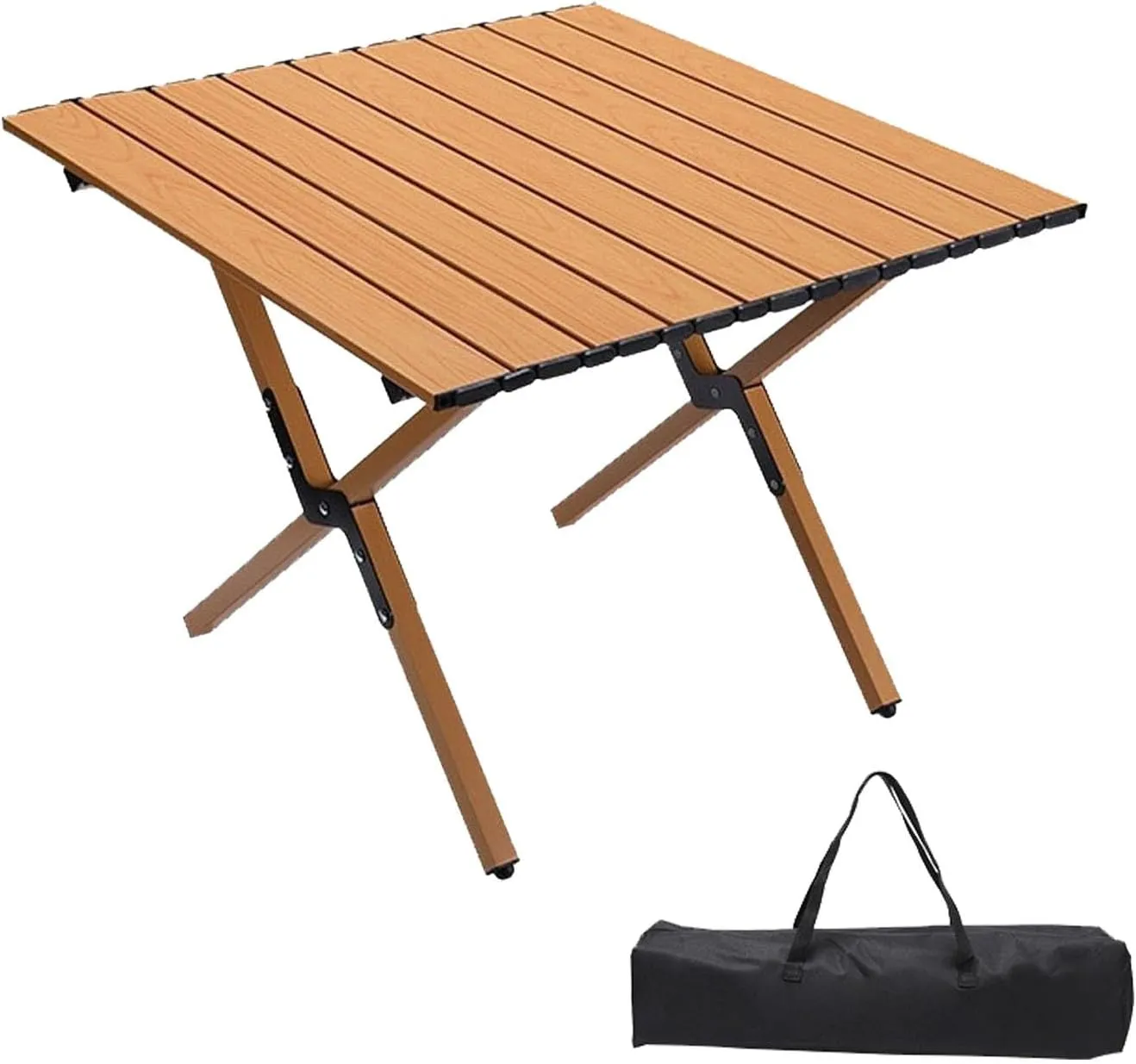 Foldable Camping Table Roll Up Top Table Picnic Table，Garden Table Outdoor Camping Table Simple and Easy to Handle for