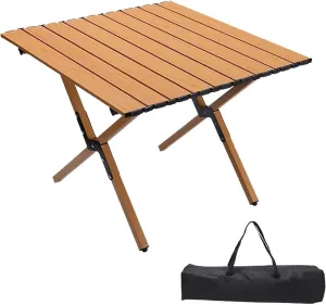 Foldable Camping Table Roll Up Top Table Picnic Table，Garden Table Outdoor Camping Table Simple and Easy to Handle for
