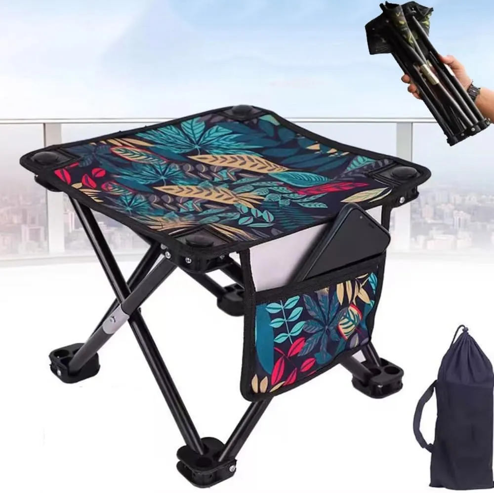Foldable Fishing Stool, Portable Folding Camping Stool Low Chair, Small Collapsible Step Stool for Adults Hunting BBQ Travel Hiking Kitchen