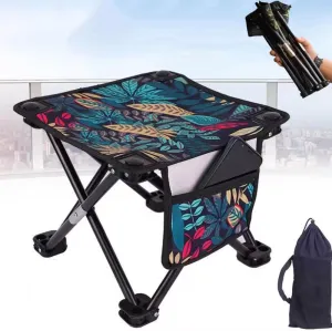 Foldable Fishing Stool, Portable Folding Camping Stool Low Chair, Small Collapsible Step Stool for Adults Hunting BBQ Travel Hiking Kitchen
