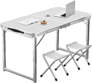 Foldable Picnic Tables,Portable Camping Table,Adjustable Height,Heavy Duty Trestle for for Camping with Carry Handle,Indoor Kitchen,Dinner,Catering,Buffet,Outdoor Garden,Camping Accessories ( Size : M