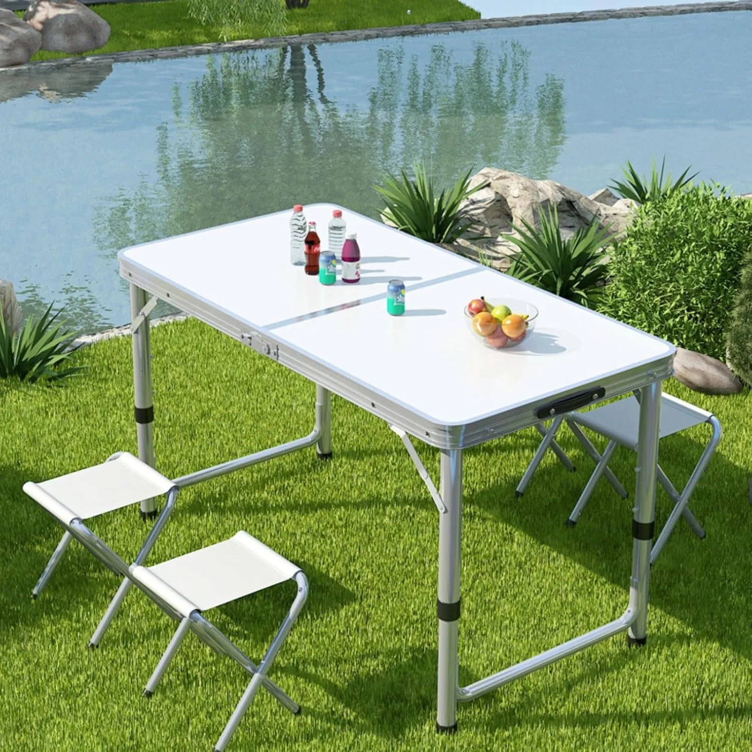 Foldable Picnic Tables,Portable Camping Table,Adjustable Height,Heavy Duty Trestle for for Camping with Carry Handle,Indoor Kitchen,Dinner,Catering,Buffet,Outdoor Garden,Camping Accessories ( Size : M