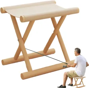 Foldable Stools - Camping Stool Folding | Solid Wooden Stool | Fishing Chair | Lightweight Furniture Seat Stable for Outdoor Dining Bathroom Bedroom Garden Dorm Kitchen Dresser Fishing